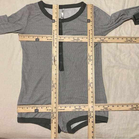 London Brand Striped Henley Style Romper with Dark Grey Trim - Picture 2 of 10